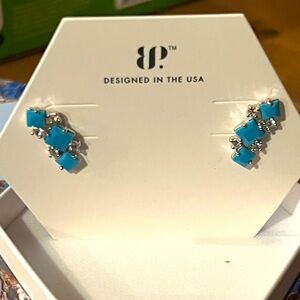 December 2023 Turquoise Earrings on Rhodium